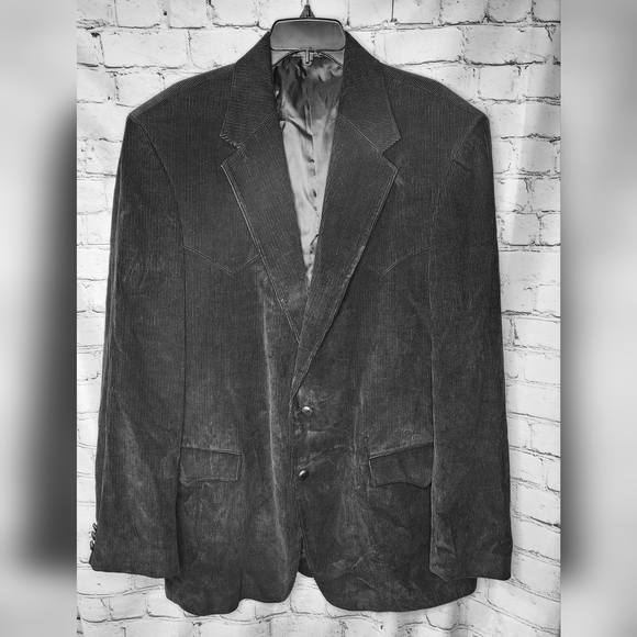 Circle S Men's‎ Black Corduroy Western Sport Coat Jacket Blazer